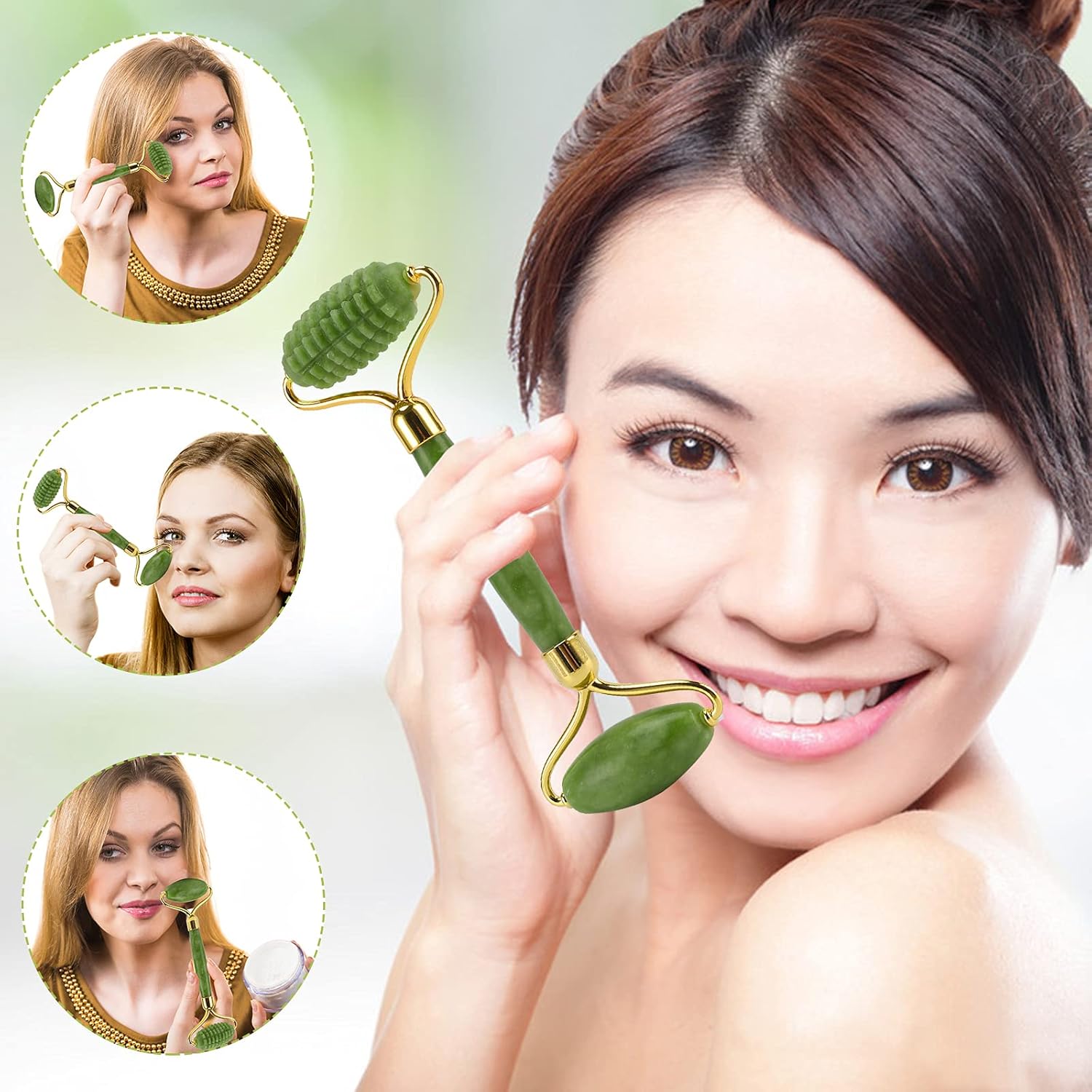 Face Massager Roller Natural Jade Stone